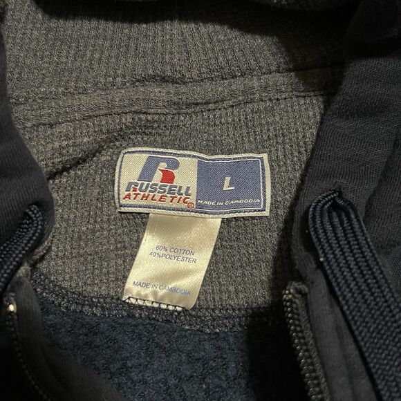 Russell Athletic Men's: Large Active Half Zip Navy Blue Pullover Hoodie - Picture 4 of 5